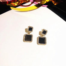 Load image into Gallery viewer, Personality Black Geometric Compact And Simple Net Red Temperament Earrings Rhinestones All-match Women&#39;s Gift Earrings Jewelry