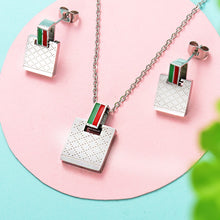 Load image into Gallery viewer, Wholesale Famous Brand Jewelry Sets Rectangle Square Pattern Wedding Bridal Jewelry Sets Stainless Steel Jewelry Sets For Women