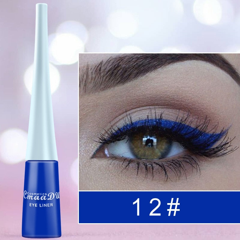 12 Colors Neon Liquid Eyeliner Pencil Waterproof Colorful Blue Green Yellow White Eye Liner Pen Women Makeup Eyes Cosmetics