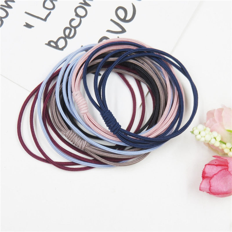 12PCS/LOT Simple Tie Knot Colors Elastic Hair Bands For Girls Bohemian Headband Scrunchy Korean Kids Hair Accessories For Women