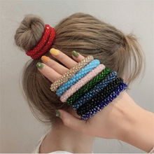 Load image into Gallery viewer, Fashion Multicolor Beads Hair Tie Elastic Hair Rope Simple Metal Sheets Scrunchies Ponytail Headdress For Women Accessories