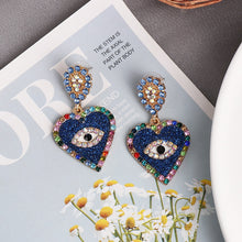 Load image into Gallery viewer, JUJIA Trendy Ethnic Love Heart Shape Evil Eye Drop Earrings For Women Vintage Statement Crystal Dangle Earring Jewelry Gift