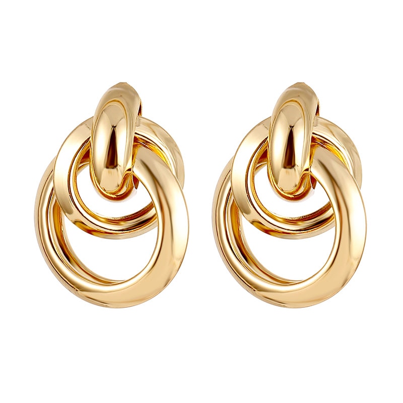 FNIO Fashion Vintage Earrings For Women Big Geometric Statement Gold Metal Drop Earrings 2022 Trendy Earings Jewelry Accessories
