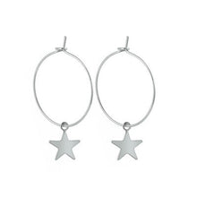 Load image into Gallery viewer, Fashion Gold Silver Color Round Hoop Star Pendant Drop Earring for Women Charm INS Classic Geometric Asymmetric Earring Jewelry