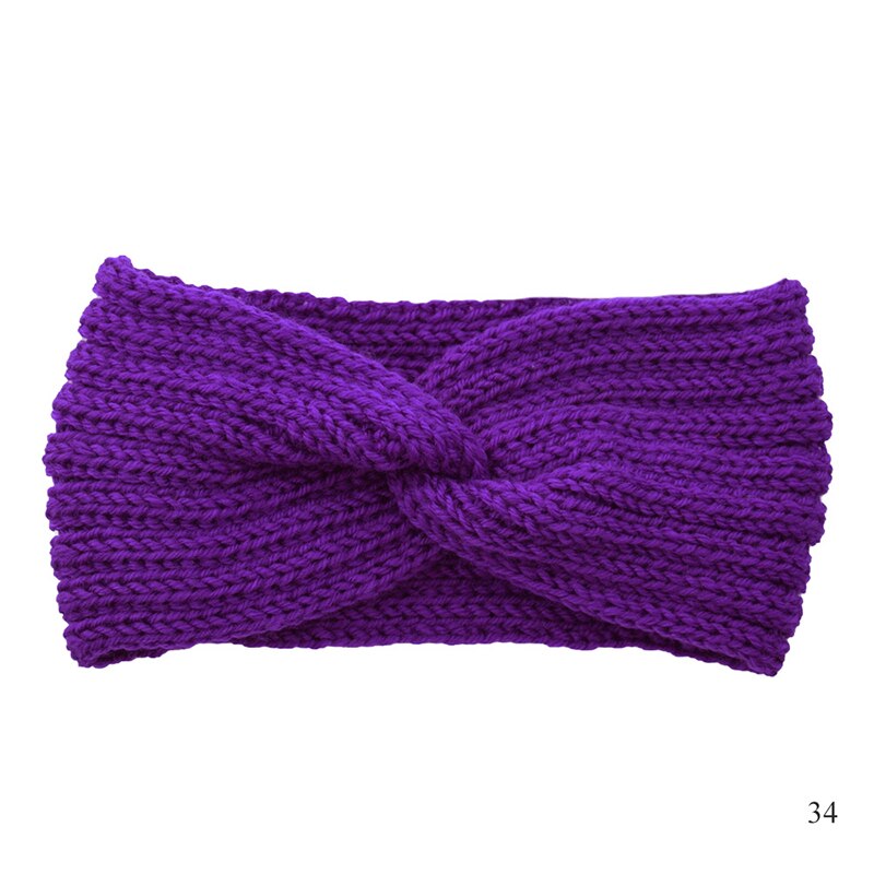 Winter Warm Wool Cross Knitted Headband for Women Warmer Solid Color Turban Headwrap Hairbands Women Hair Accessories Headwear
