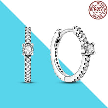 Load image into Gallery viewer, 2022 Charm Double Hoop Earrings 925 Silver Sparkling Pave Stud Earring Gift For Women Engagement Jewelry Anniversary