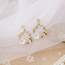 Load image into Gallery viewer, 2022 Korean New Colorful Rhinestone Wreath Stud Earrings Sweet Flower Crystal Pearl Brincos Women Party Birthday Jewelry Gift