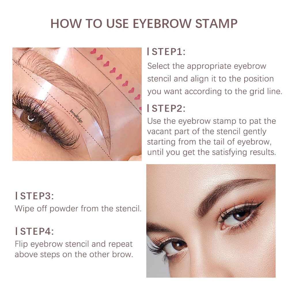 Eyebrow Shaping Kit Stamp Eyebrow Pencil and 5 Pairs Brow Stencils Kit Pen Cosmetics Waterproof Natural Color Eye Makeup Tools