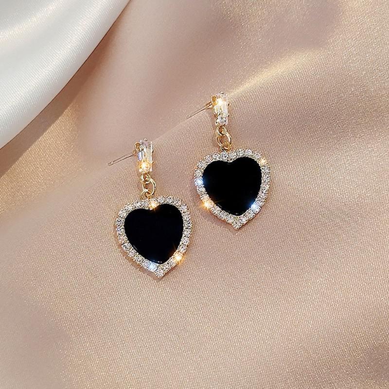 Personality Black Geometric Compact And Simple Net Red Temperament Earrings Rhinestones All-match Women&#39;s Gift Earrings Jewelry