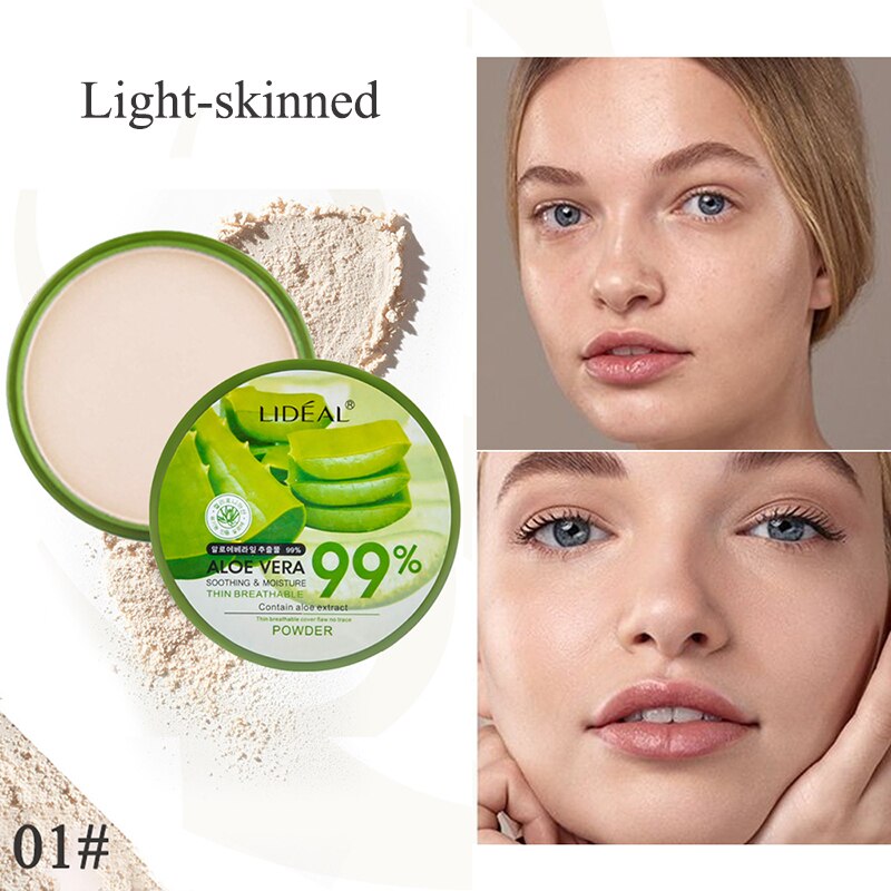 99% Aloe Vera Moisturizer Face Powder Smooth Foundation Pressed Powder Makeup Concealer Pores Cover Whitening Brighten Cosmetics