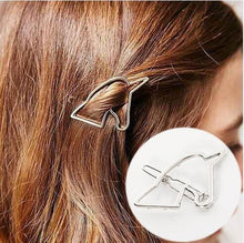 Load image into Gallery viewer, Hair Clip For Women Scissors Diamond Round Moon Leaf Unicorn Heart Simple Golden Silver Girl Fashion Gift Charm