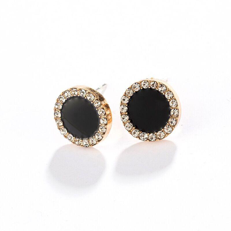 Personality Black Geometric Compact And Simple Net Red Temperament Earrings Rhinestones All-match Women&#39;s Gift Earrings Jewelry