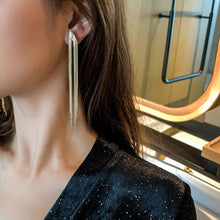 Load image into Gallery viewer, Vintage Gold Color Bar Long Thread Tassel Drop Earrings for Women Glossy Arc Geometric Korean Earring Fashion Jewelry 2022 New