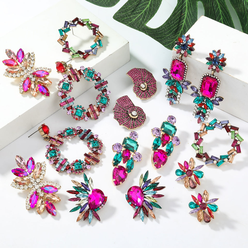 Pauli Manfi2022 fashion summer new alloy color rhinestone temperament wild women&#39;s earrings popular accessories