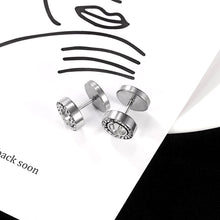 Load image into Gallery viewer, Korean Fashion Stud earrings personality all-match simple stainless steel Earrings round zircon man woman&#39;s hip-hop Ear jewelry