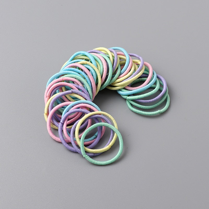 New 100pcs/lot Hair bands Girl Candy Color Elastic Rubber Band Hair band Child Baby Headband Scrunchie Hair Accessories for hair