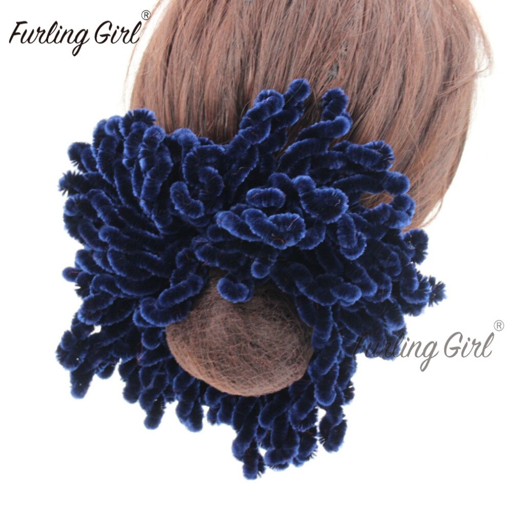 Furling Girl 1PC Muslim Women Fashion Scrunchies Elastic Hair Bands Large Size Knitting Wool Hair Ponytail Bun Holder