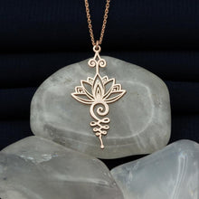 Load image into Gallery viewer, Unalome Pendant Necklace Hippie Necklace.Unalome Necklace with Lotus Flower-Yoga Jewelry