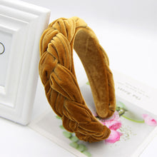 Load image into Gallery viewer, Levao Wide Velvet Headband Head Bezel Hair Accessories for Women Handmade Braided Hair Hoop Gold Thick Headbands Girls Headwear