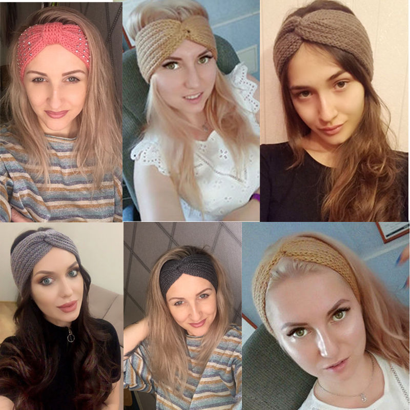 Winter Ear Warmer Headband Women Fashion Elastic Wool Knitted Headband Head Wrap Hairband Girls Elegant Hair Band Accessories