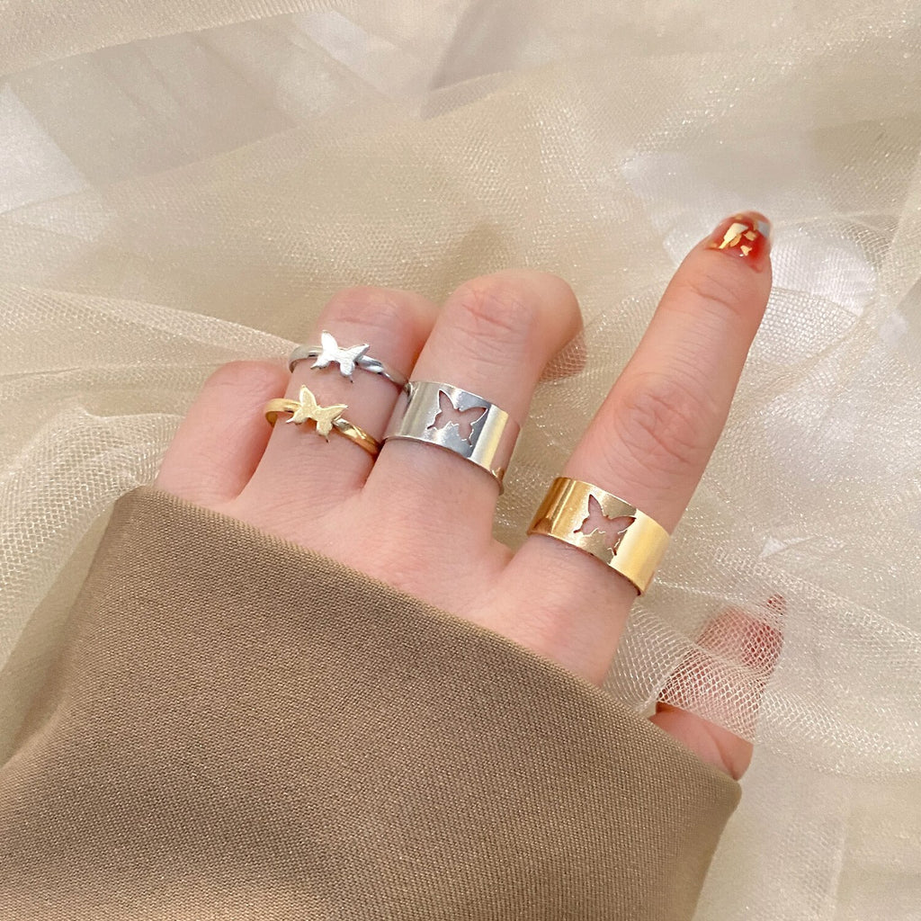 UMKA Trendy Gold Silver Color Flame Rings For Women Men Lover Couple Rings Set Friendship Engagement Wedding Open Rings Jewelry