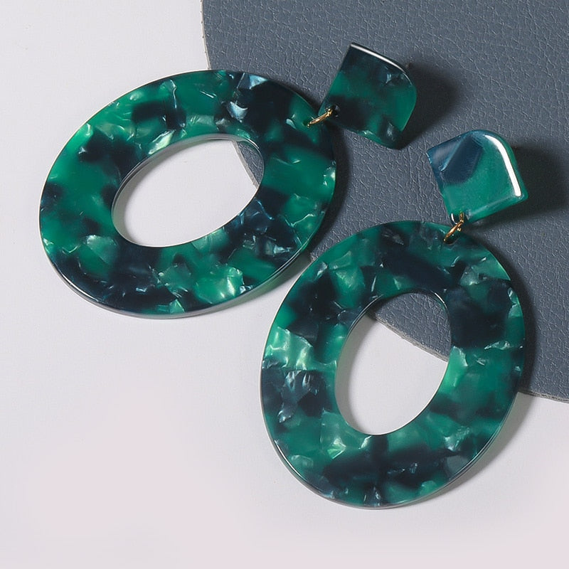 Geometric Acrylic Fashion Statement Drop Earrings For Women Vintage Resin Oval Round Dangle Earring 2022 Brincos Wedding Jewelry