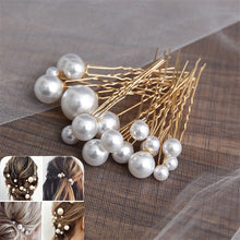 Load image into Gallery viewer, Women U-shaped Pin Metal Barrette Clip Hairpins Simulated Pearl Bridal Tiara Hair Accessories Wedding Hairstyle Design Tools