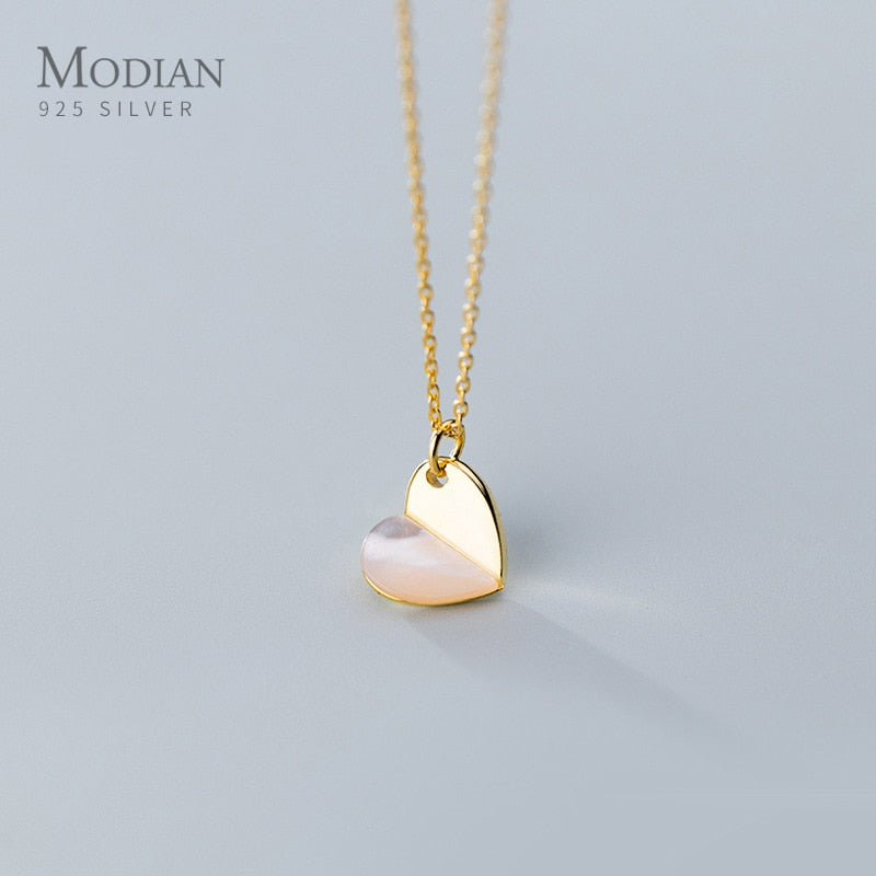Modian Romantic Hearts Pendant Necklace for Women Gift Authentic 925 Sterling Silver Link Chain Necklace Fashion Fine Jewelry