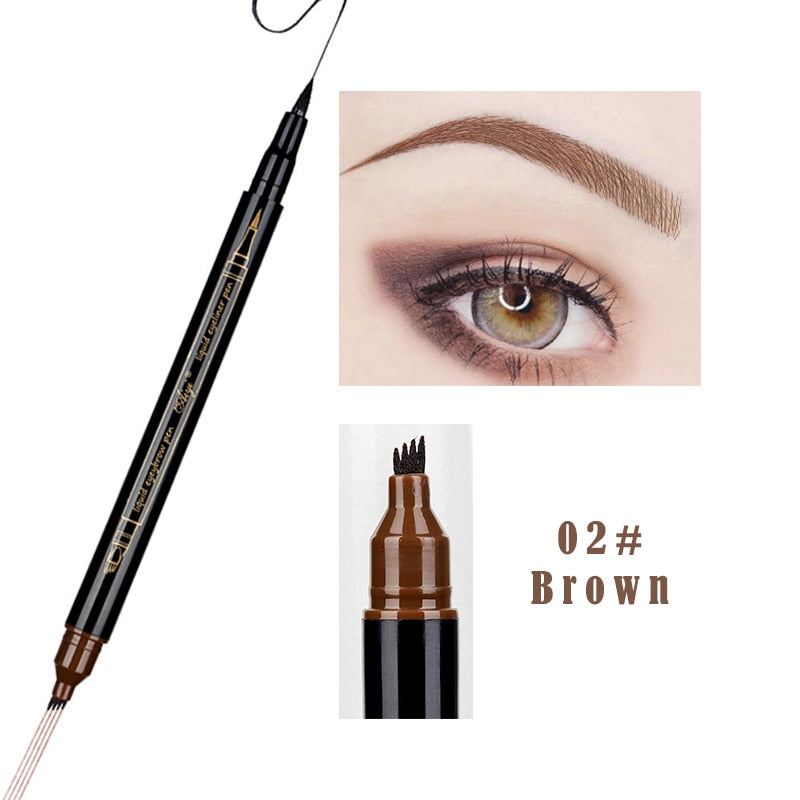 VISIBLE  4 Points Eyebrow Pencil Waterproof Tattoo Pen Cosmetics Long-Lasting Natural Dark Brown Liquid Eye Brow Pen