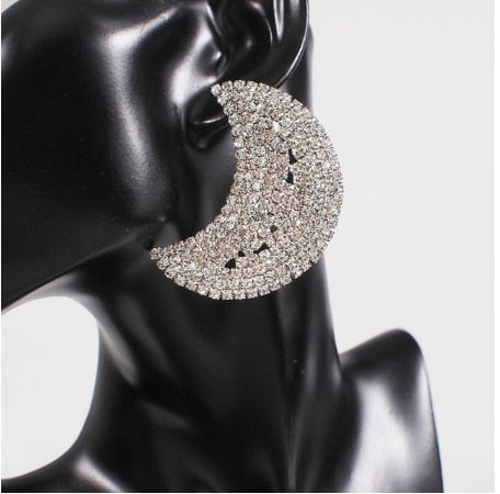 2022 Exaggerated Crystal Geometric Flower Stud Earrings Wedding Accessories for Women Bling Rhinestone Drop Dangle Earring Gift