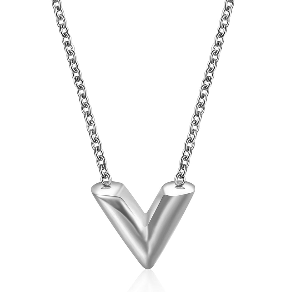 Fashion Brand V Letter Pendant Necklace For Woman Stainless Steel Women Necklace Luxury Jewelry Female Costume Accessories