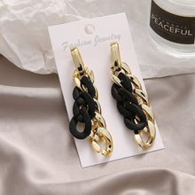 Load image into Gallery viewer, Fashion Acrylic Black Chain Drop Earrings Female Punk Geometric Acrylic Alloy Exaggerated Dangle Earrings Trendy Jewelry Gifts
