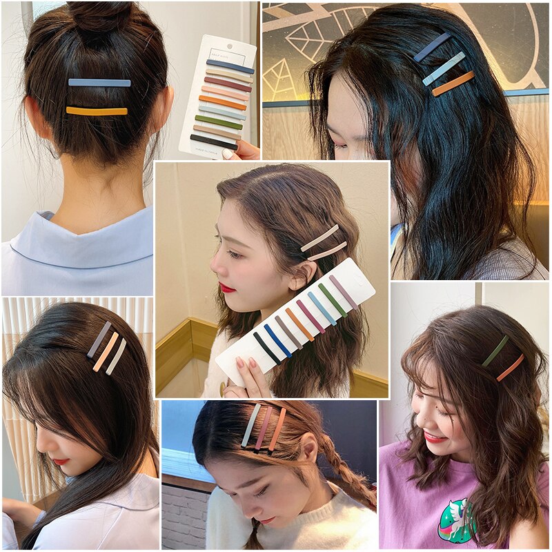 2Pcs/Set Korean Matte Hair Clips Cute Candy Colors Hairpins For Women Girls Sweet Headwear Barrettes Fashion Hair Accessories