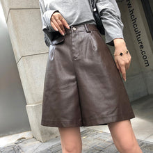 Load image into Gallery viewer, Graduation Gifts PU Bermuda Shorts for Women Faux Leather Shorts Stylish High Waist Shorts Streetwear Plus Size Pockets Trouser Female