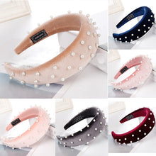 Load image into Gallery viewer, New Elegant Pearls Velevt Padded Hairband Headband for Women Thick Sponge Hair Hoop Head Band Fashion Hair Accessories