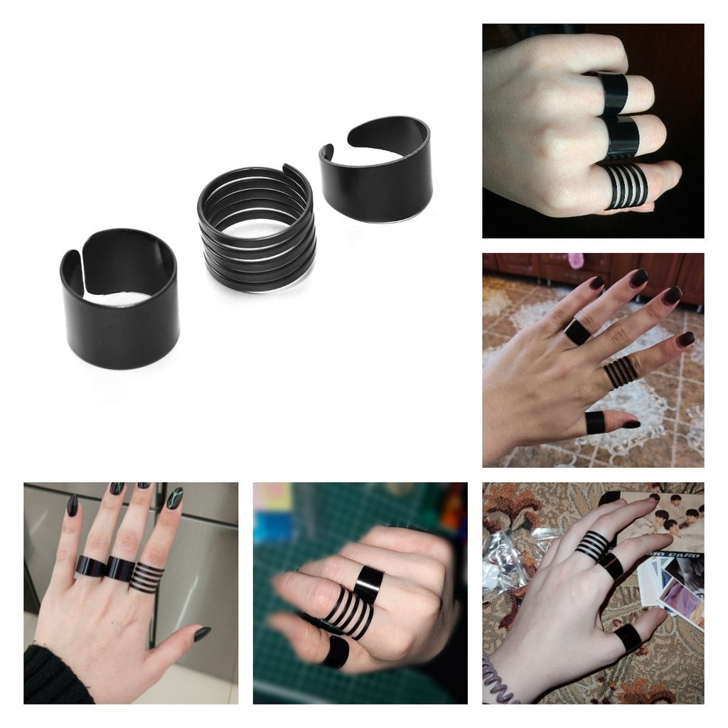 3 Pcs Punk Gold Rings Female Anillos Stack Plain Band Midi Mid Finger Knuckle Rings Set for Women Anel Rock Jewelry