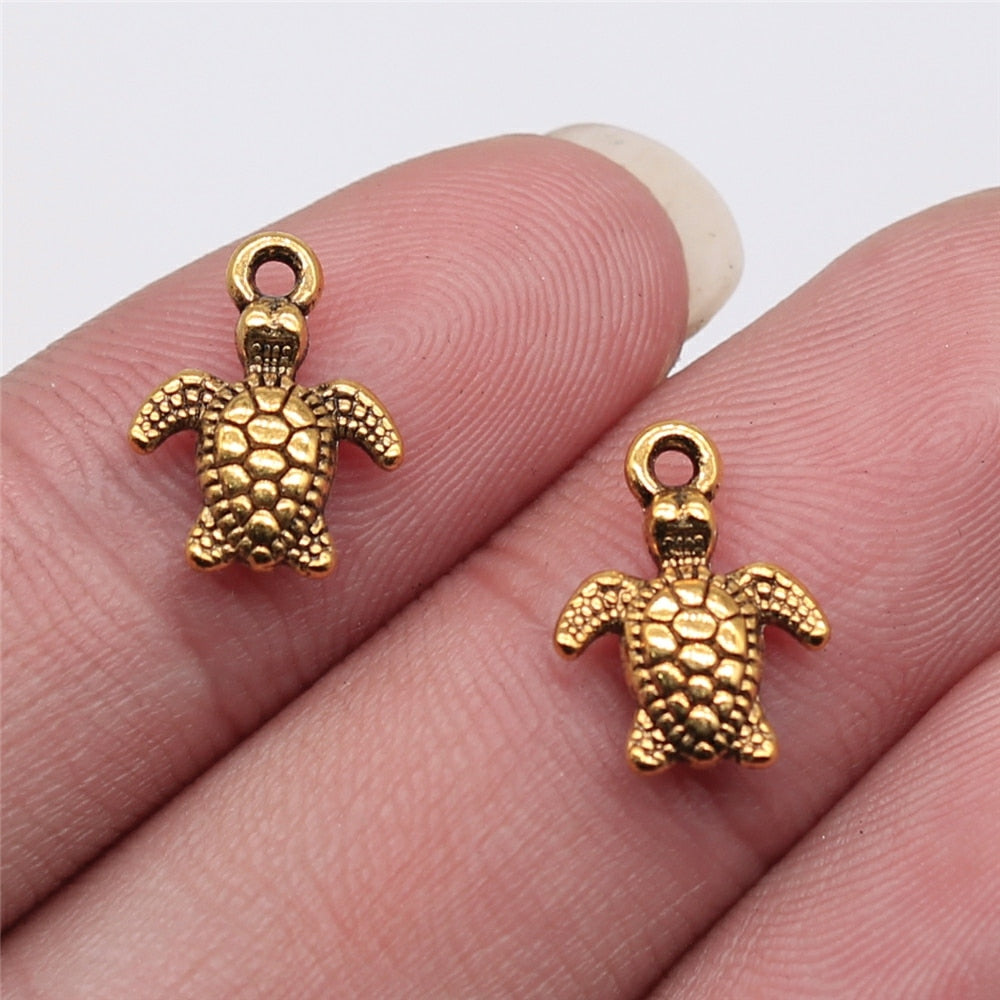 WYSIWYG 20pcs 10x13mm Charms Sea Turtle DIY Jewelry Findings 2 Colors Sea Turtle Charms