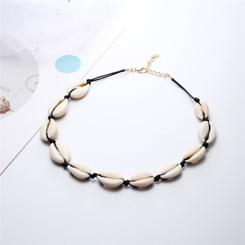Hot Conch Seashell Necklace Women Jewelry Summer Beach Shell Choker Bohemian Rope Cowrie Beaded Necklaces Handmade Collar Female