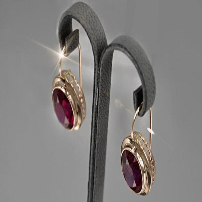 Fashion Hollow Blue Crystal Zircon Ear Earrings For Women CZ Stone Inlay Dangle Drop Earrings Female Wedding Band Jewelry Gifts