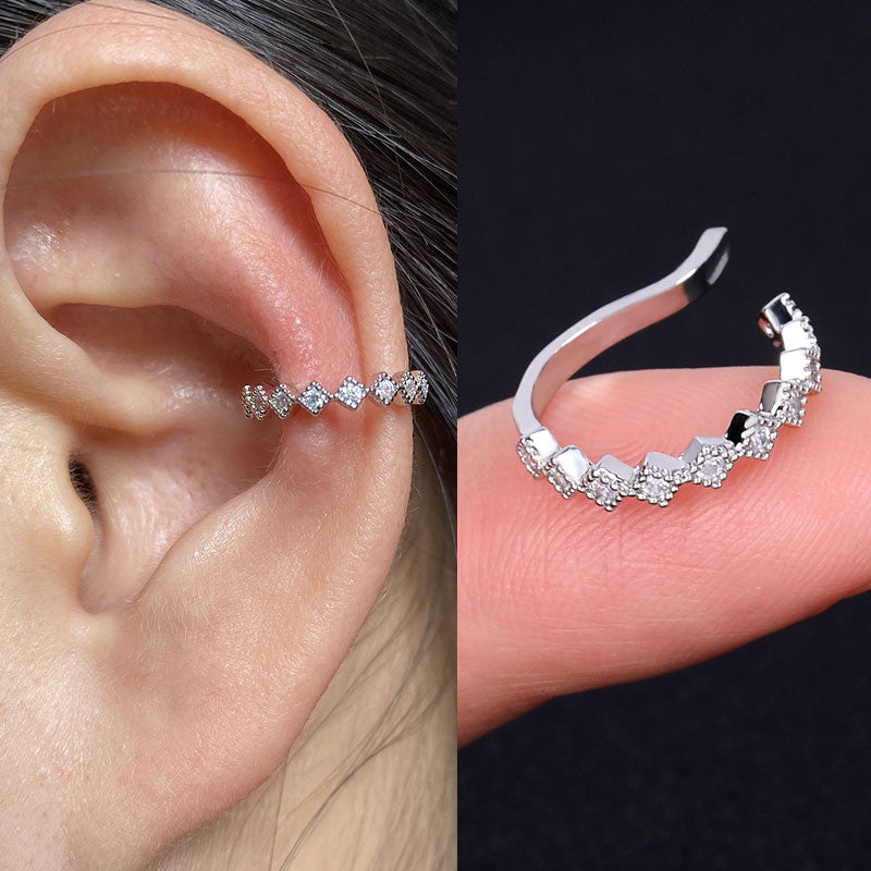 1PC Simple Single Ear Clip Sweet Cute Leaves Flower Ear Cuff Inlaid Zircon No Pierced Ear Bone Clip Women Fashion Party Jewelry