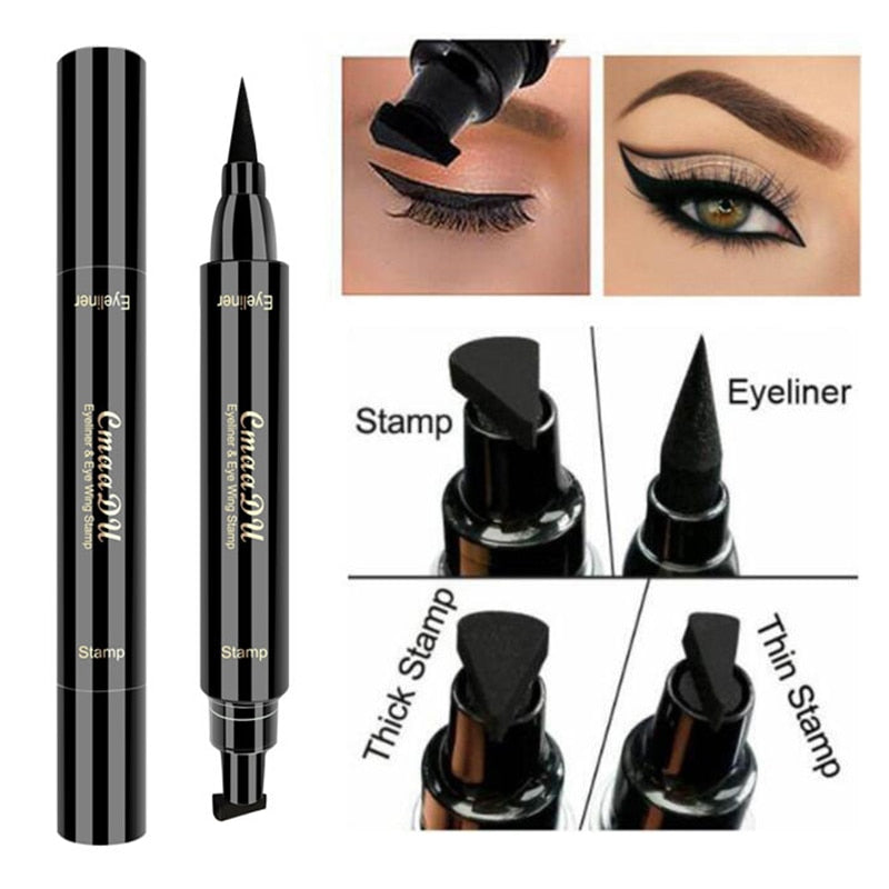 2 In1 Eyeliner Stamp Liquid Eyeliner Pencil Makeup Stamps Seal Pen Stamp Eye Liner Pencil Waterproof Quick Dry Make Up Cosmetics
