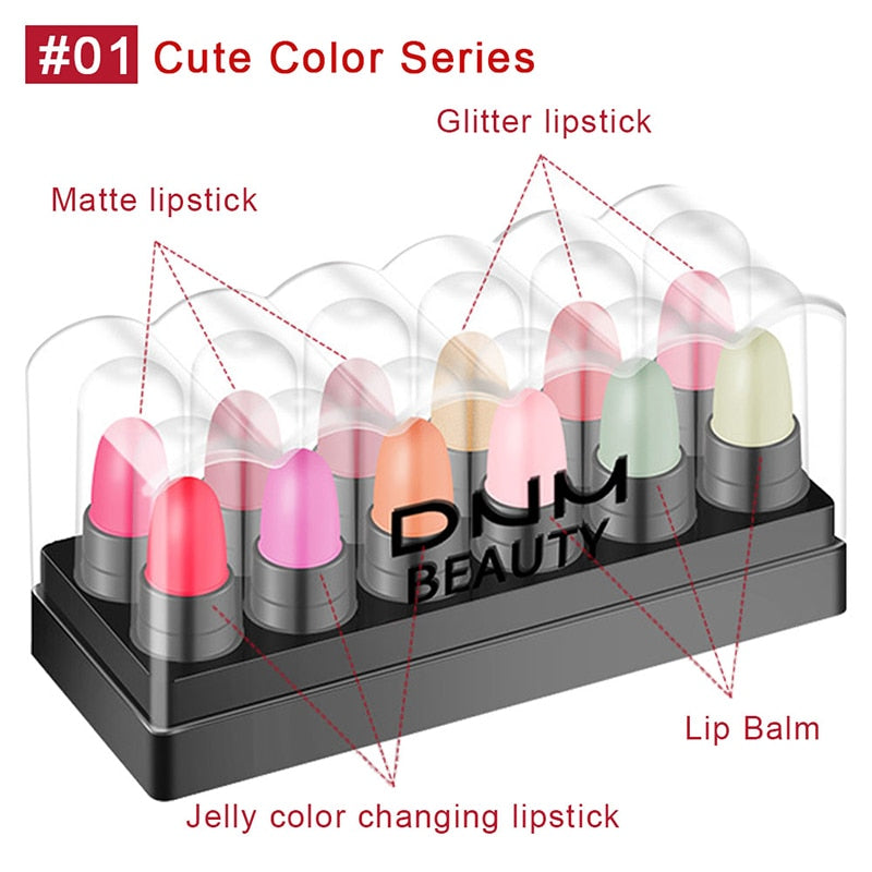 NEW 12Pcs Matte Lipstick Set Mini Waterproof Long Lasting Non-stick Cup Mini Lip Glaze Lips Makeup Cosmetics Labiales Matte