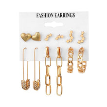 Load image into Gallery viewer, FNIO Women&#39;s Earrings Set Pearl Earrings For Women Bohemian Fashion Jewelry 2022 Geometric Crystal Heart Stud Earrings