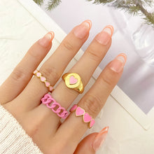 Load image into Gallery viewer, Vintage 6Pcs Green Embrace Hands Rings Set For Women Metal Paint Coating Creative INS Style Love Heart Ring Fashion Jewelry