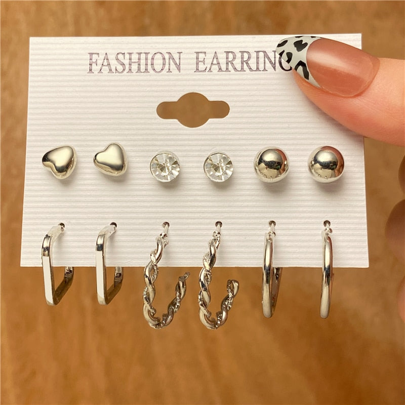 17KM Trendy Gold Silver Color Butterfly Hoop Earrings Set For Women Snake Pearl Resin Hoop Earrings Brincos Party Jewelry