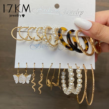 Load image into Gallery viewer, 17KM Bohemian Gold Snake Butterfly Drop Earrings Set For Women Pearl Acrylic Dangle Earrings 2022 Trend Set of Earrings Jewelry