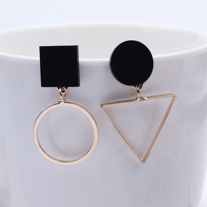 Black Hanging Long Earrings for Women Triangle Square Statement Drop Earrings 2022 boucle oreille femme Fashion Jewelry