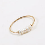High End PVD Natural Freshwater Pearl Irregular Combination Rings for Women Stainless Steel Jewelry Wholesale  Rings Size 5-8