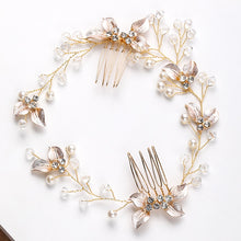 Load image into Gallery viewer, Pearl Leaf Comb Headband Hair Accessories For Women Tiara Headband Wedding Accessories Headband on the head
