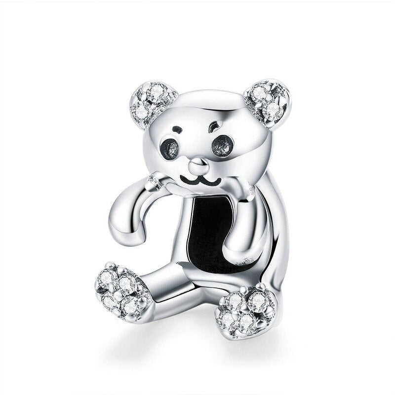 BISAER 925 Sterling Silver French Bulldog Dog Animal Bear Cat Pussy Silver Beads Charms Fit Original Silver 925 Jewelry Making